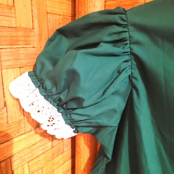 Vintage 80s vtg HANDMADE Little Girls Christmas Dress Bow Tartan Green Red sz 7 - Picture 5 of 13